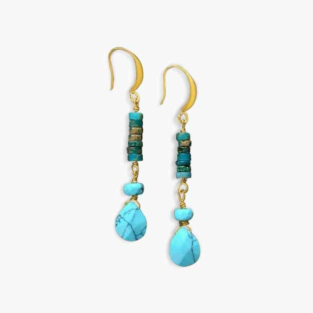Blue Ocean Gold Earrings