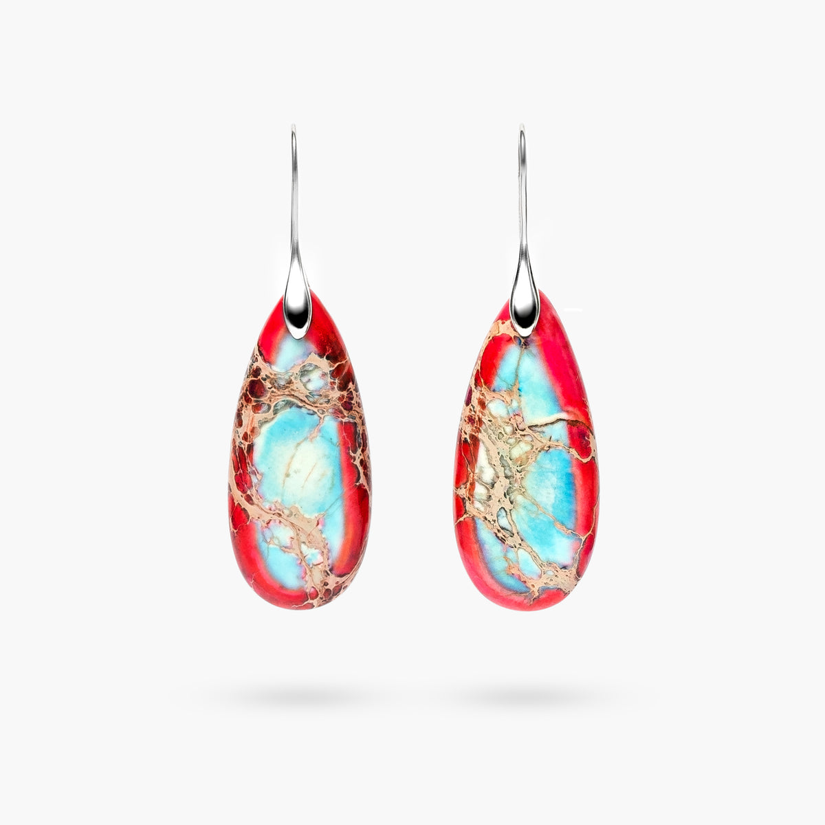 Imperial Jasper Teardrop Silver Earrings