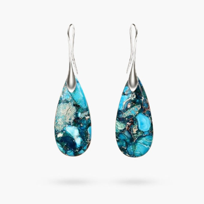 Ocean Energy Teardrop Silver Earrings
