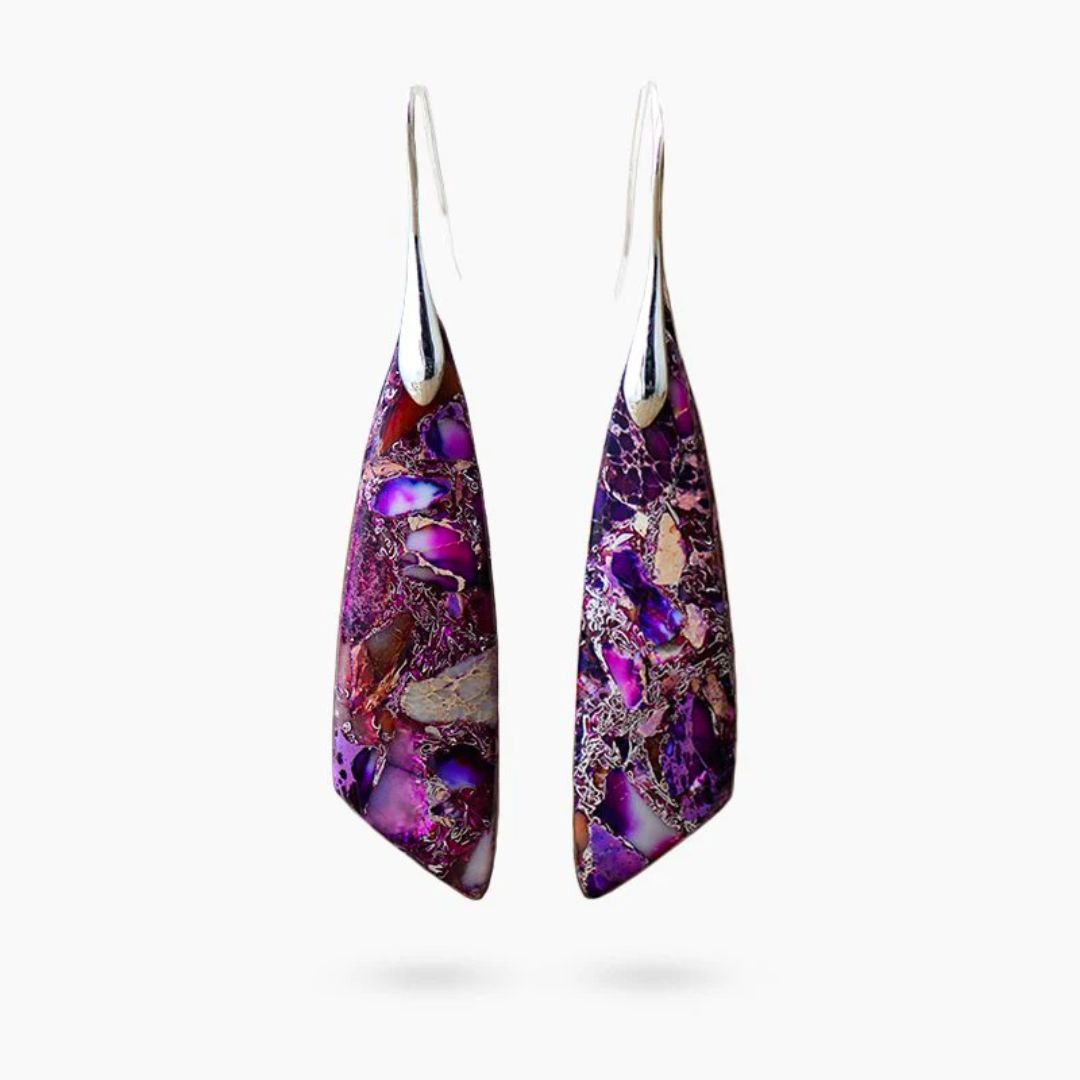 Purple Jasper Silver Hook Earrings
