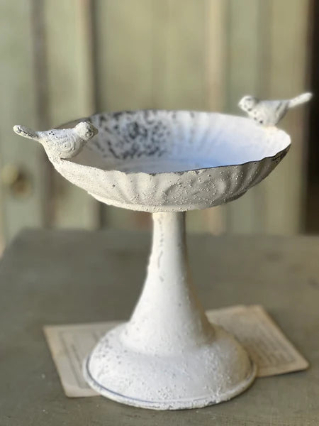 Cream 8" Bird Feeder with Bird