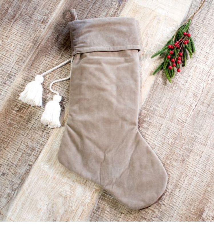 22"L LATTE VELVET STOCKING