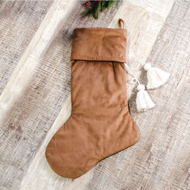 22"L NUTMEG VELVET STOCKING
