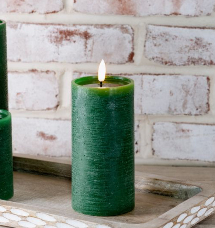 6" GREEN LED PILLAR CANDLE