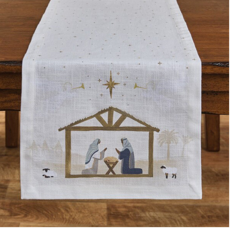 AWAY IN A MANGER TABLE RUNNER 14X54
