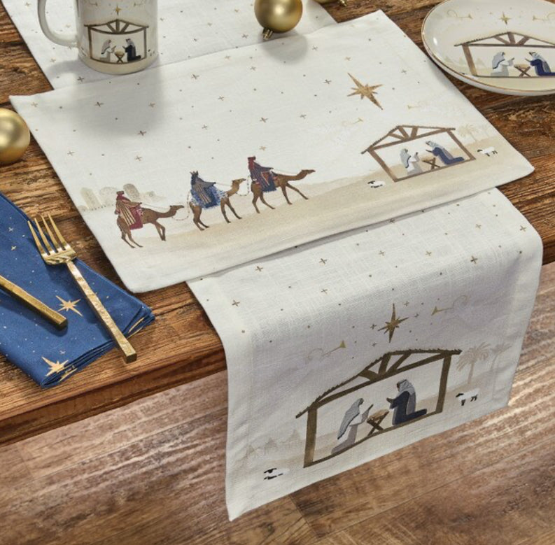 AWAY IN A MANGER TABLE RUNNER 14X54