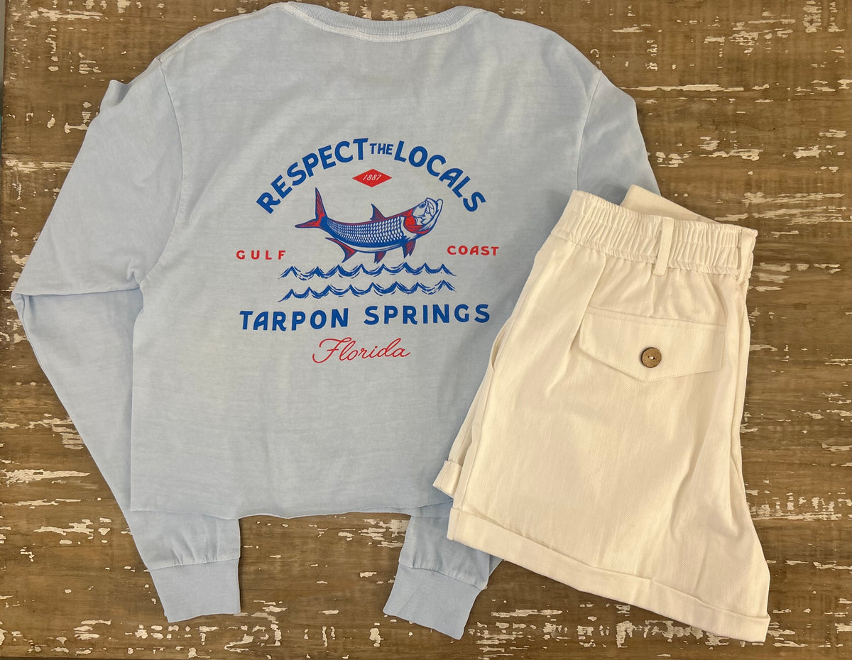 Long Sleeve Cropped Respect the Locals Tarpon Springs Shirt
