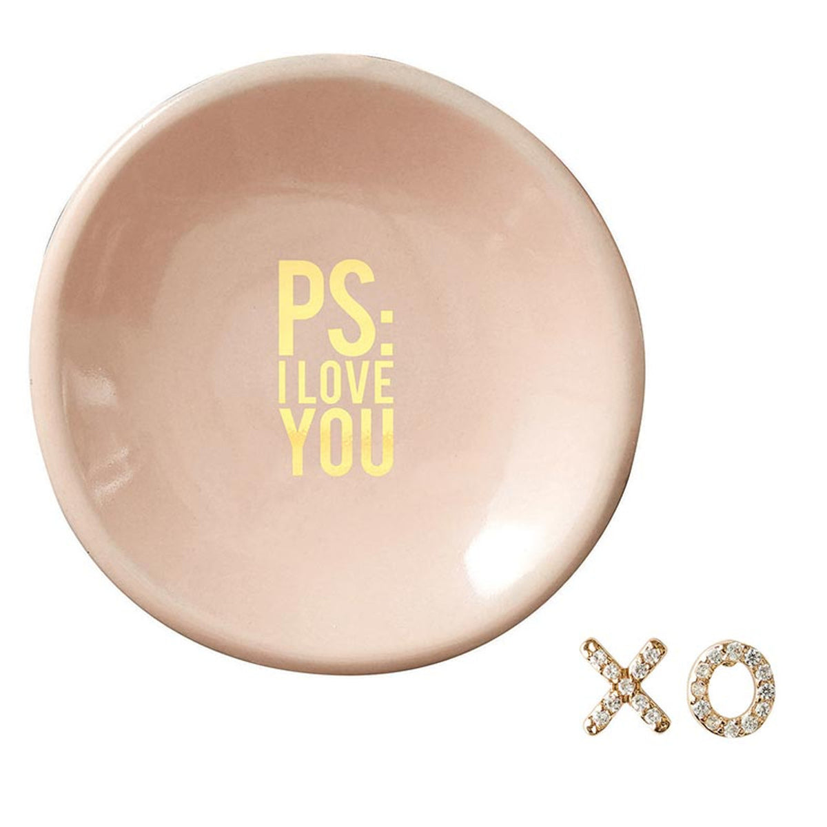 PS I Love You Ceramic Ring Dish & Earrings