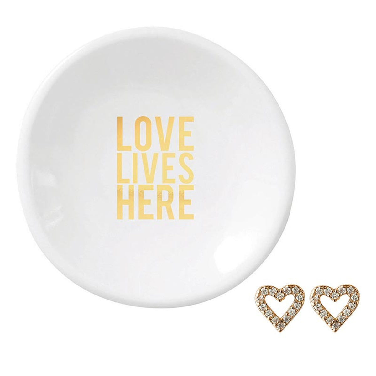 Love Lives Here Ceramic Ring Dish & Earrings