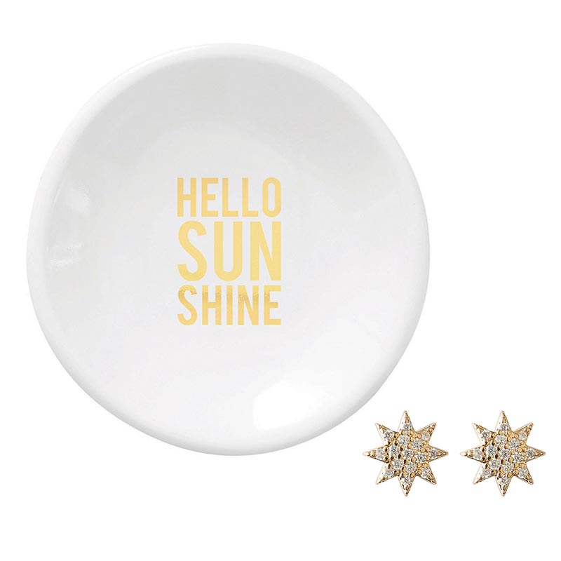 Hello Sunshine Ceramic Ring Dish & Earrings