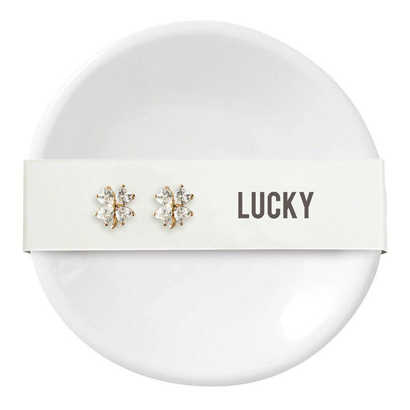 Lucky Ceramic Ring Dish & Earrings