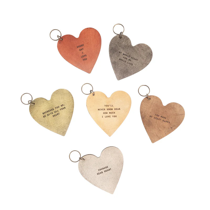 Leather Heart Keychains - 6 Styles
