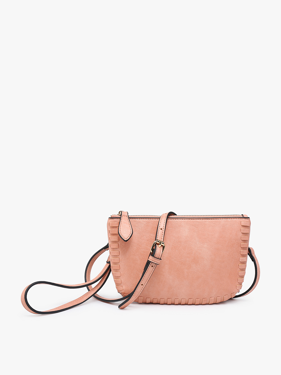 Bonnie Dual Compartment Whipstitch Crossbody - Salmon