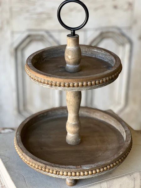 Eliza 16" Natural Two Tier Tray
