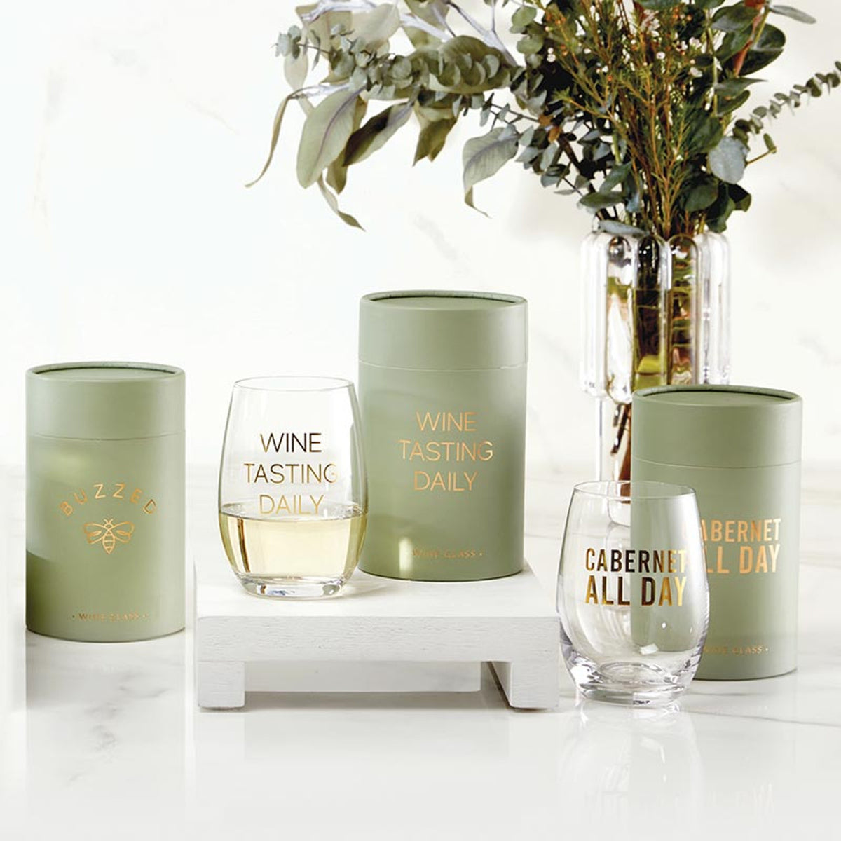 "Cabernet All Day" Stemless Wine Glass