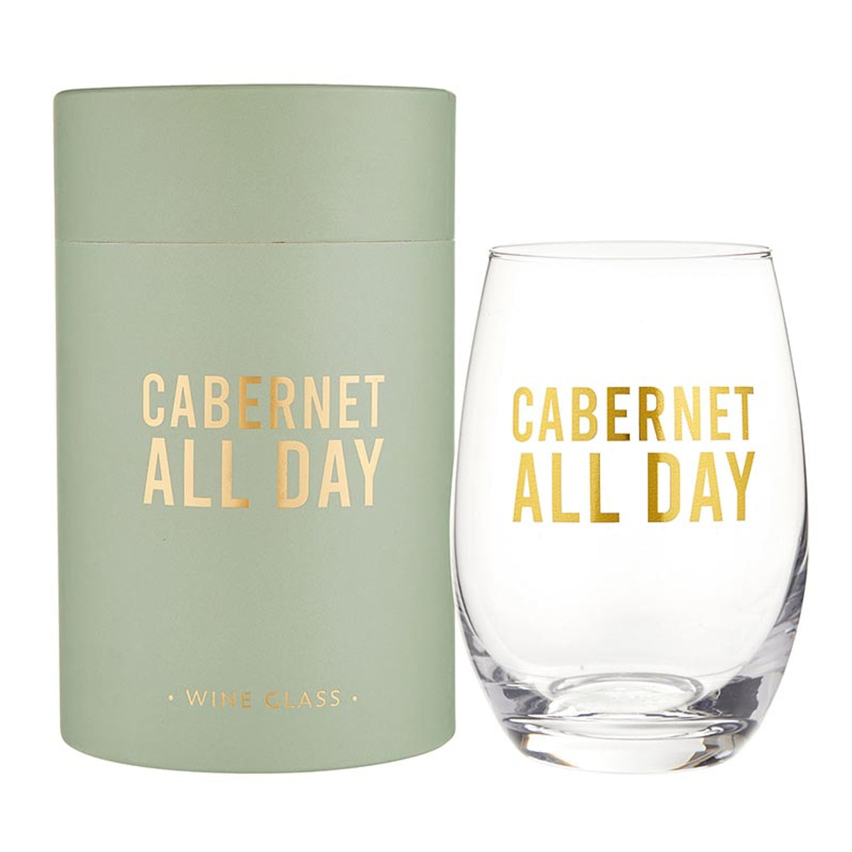 "Cabernet All Day" Stemless Wine Glass