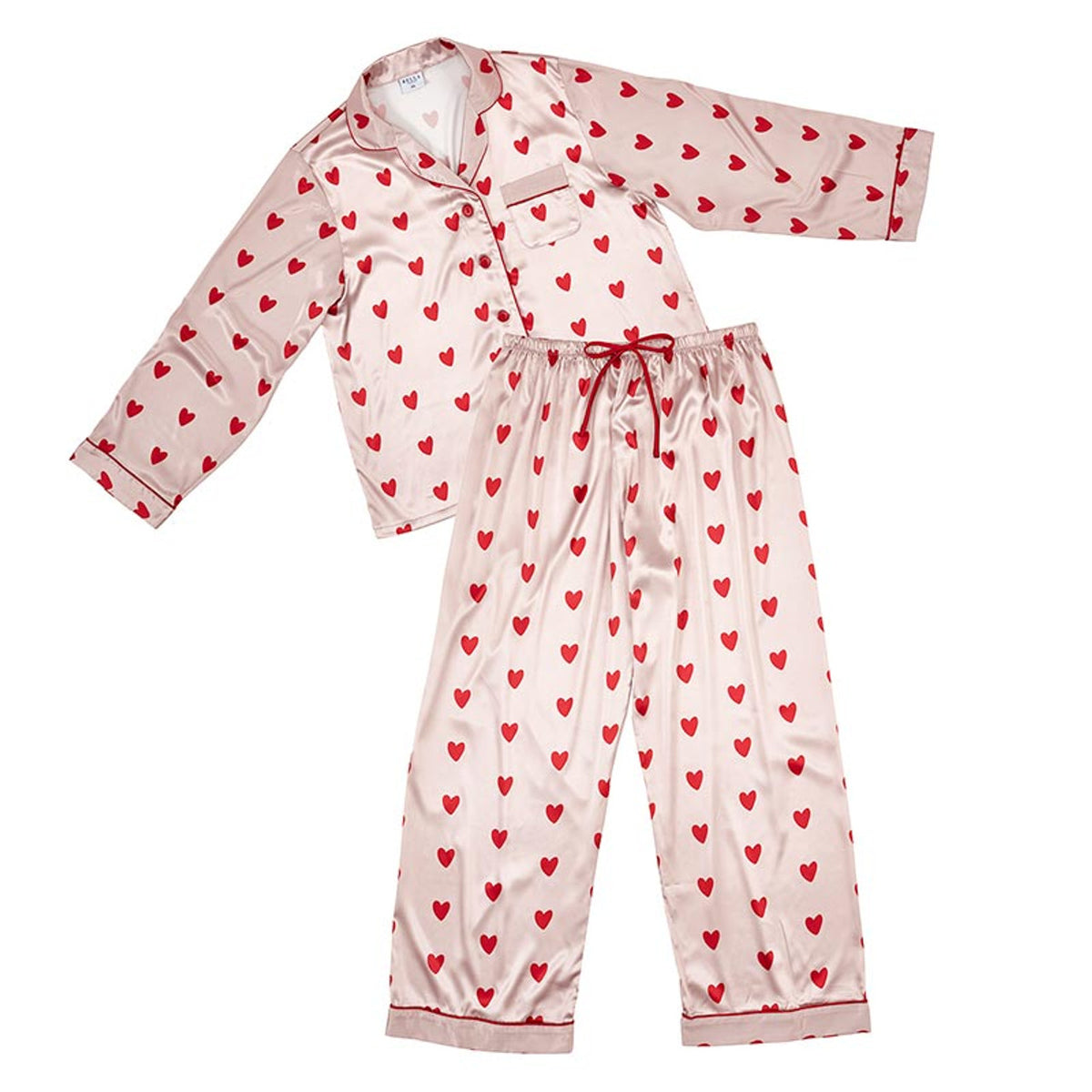 Pink with Red Hearts Long Sleeve Pajama Set