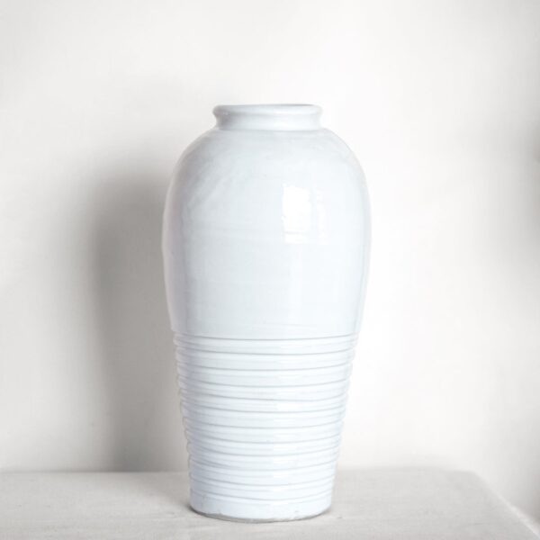 White Ceramic 16" Tall French Vase