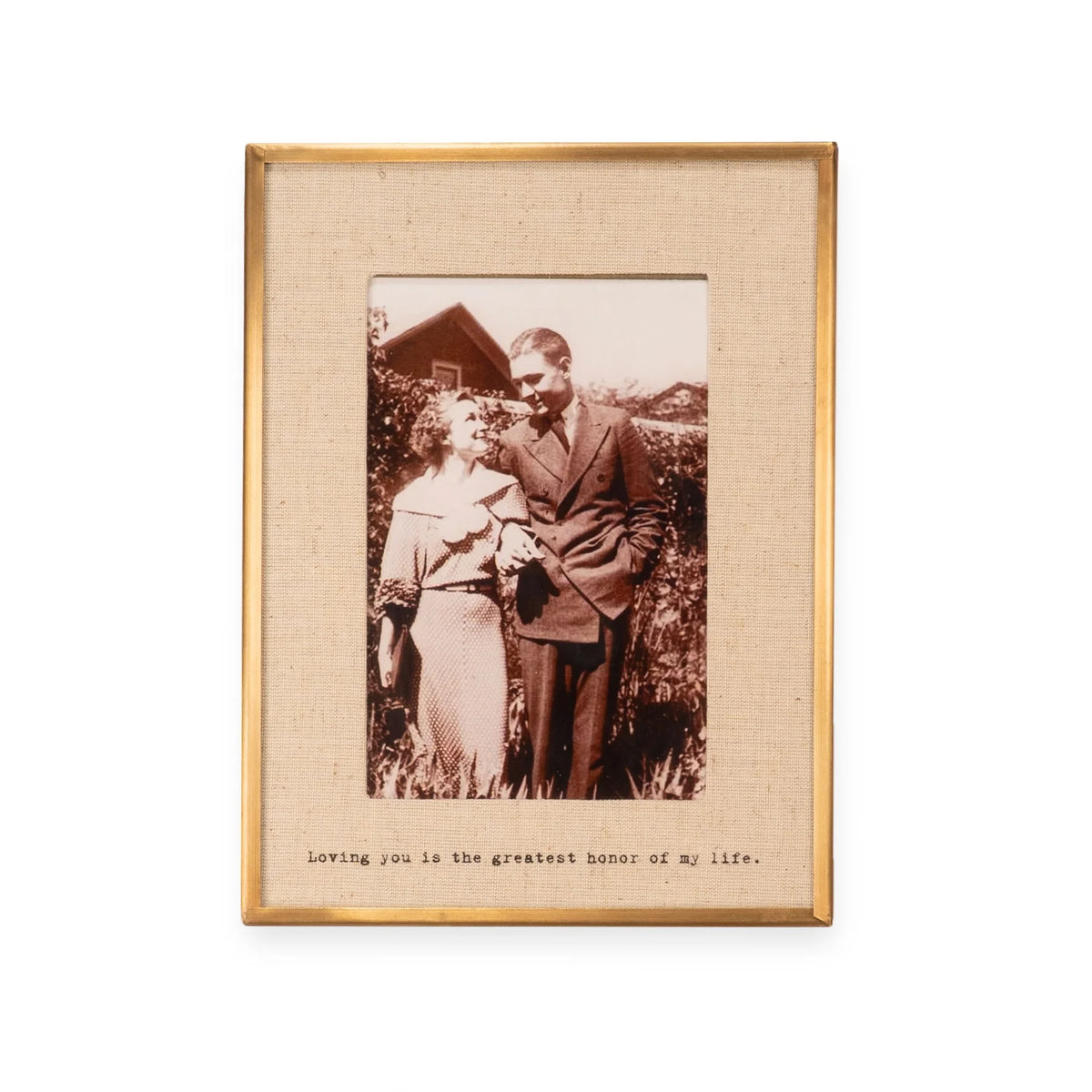 "Loving You" Brass Linen Frame 6"x4" Vertical