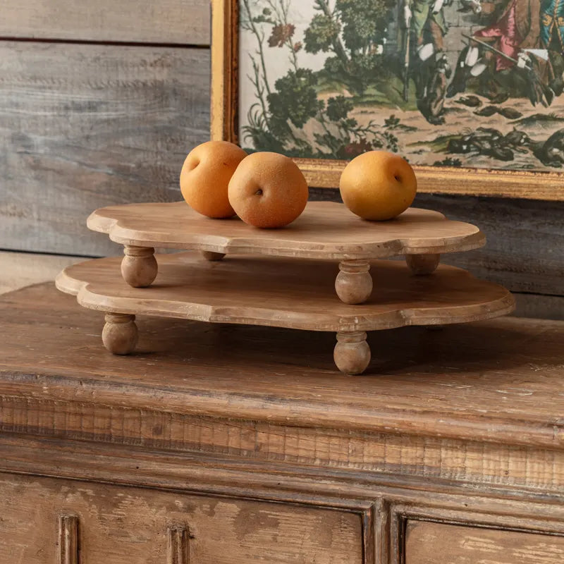 Oblong Wooden Footed Serving Platform - 2 Sizes