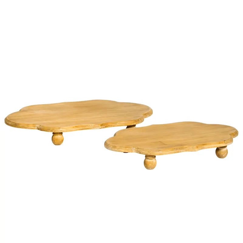 Oblong Wooden Footed Serving Platform - 2 Sizes