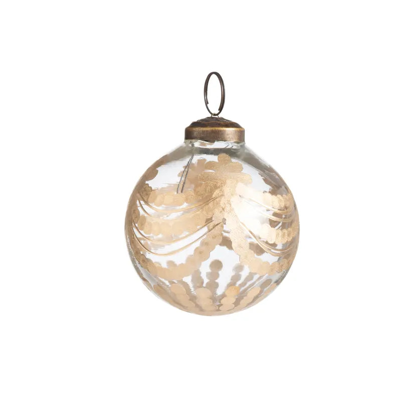 Etched Golden 3" Glass Garland Ornament