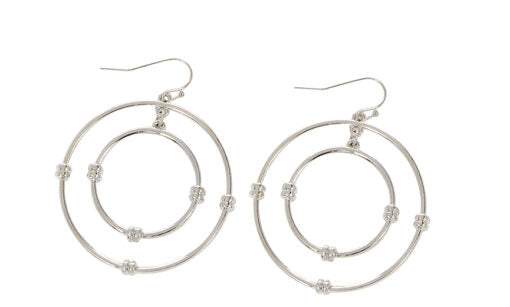 Silver Double Rings Knot Earrings