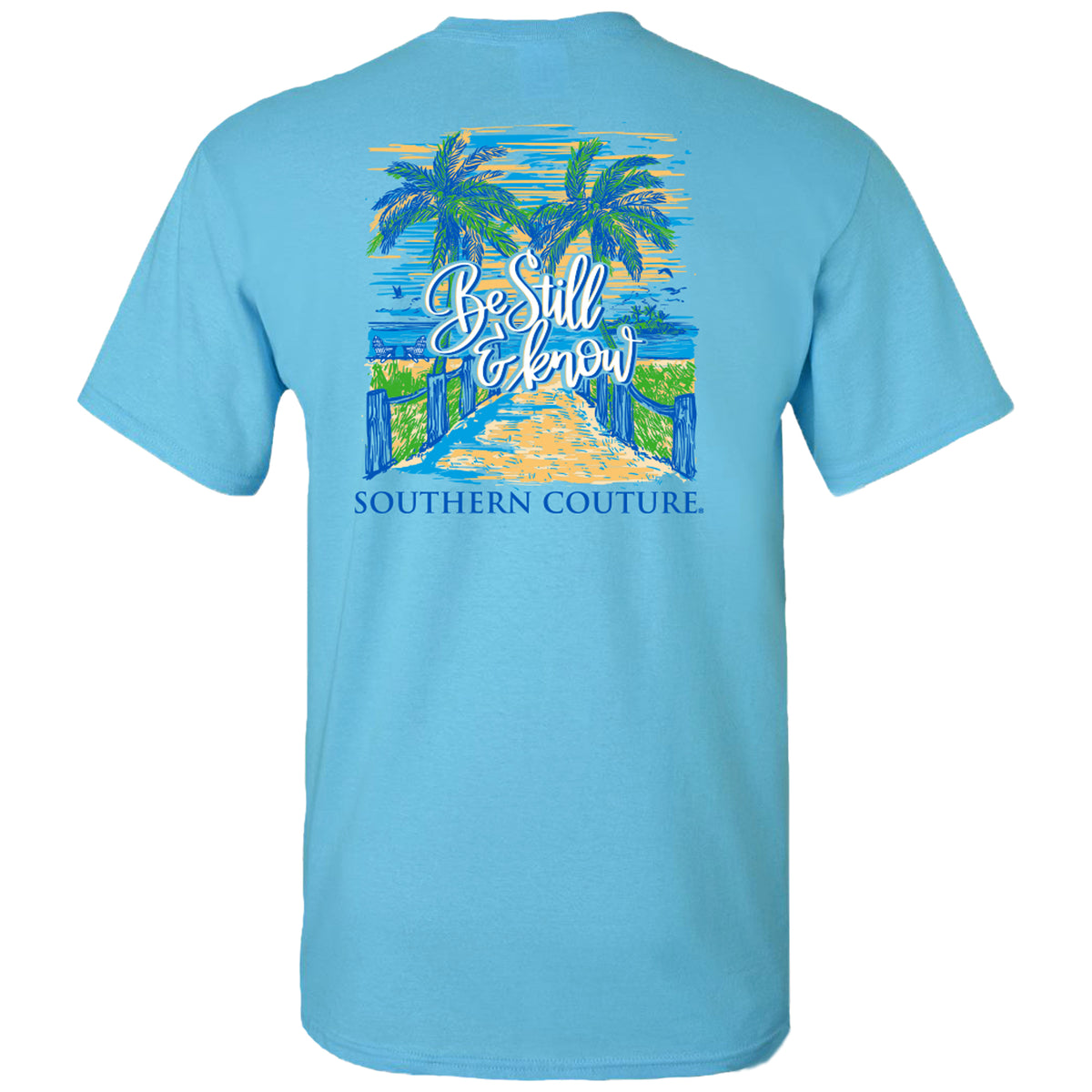 Be Still & Know Beach SC Classic Tee in Sky Blue