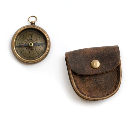 J. Cricket Compass with Leather Pouch