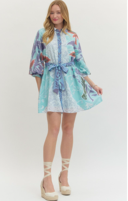 Short Blue Dress with long sleeves.