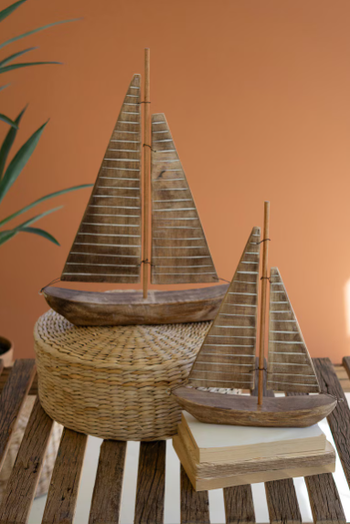 Rustic Recycled Wood Sailboat - 2 Sizes