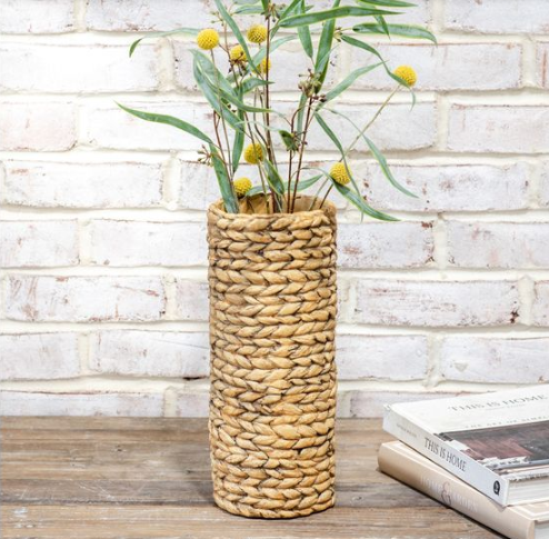 Tan Braided Pattern 12.5" Cement Pot