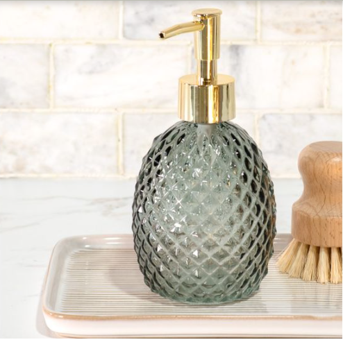 Glass Gray Diamond Soap Pump