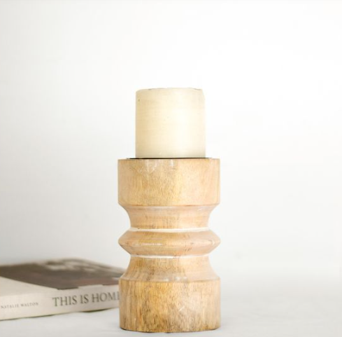 Mango Wood 7" Candle Holder