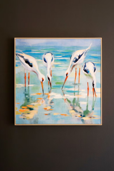 Framed Acrylic Shore Birds Painting