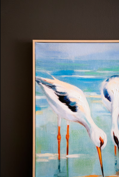 Framed Acrylic Shore Birds Painting