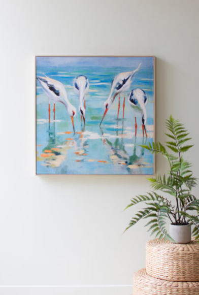 Framed Acrylic Shore Birds Painting