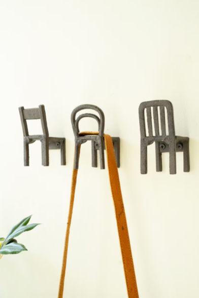 Cast Iron Chair Coat Hooks - 3 Styles