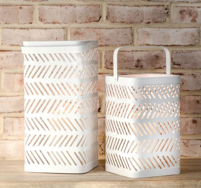 White Tin Lantern Box - 2 Sizes