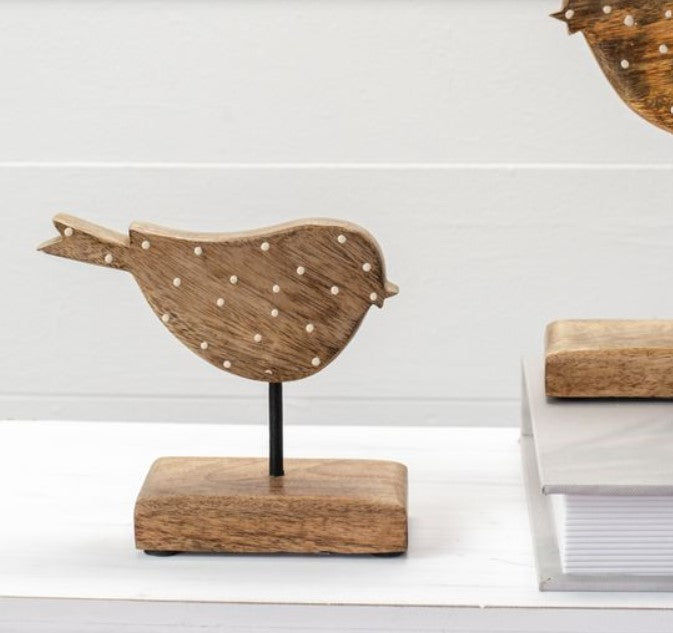 Wood Dotted 4.5" Tabletop Bird