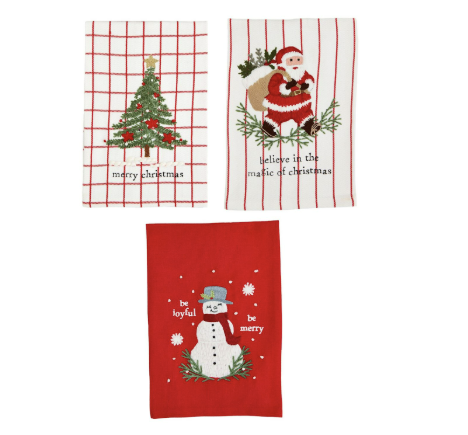 Classic Christmas Embroidered Towels