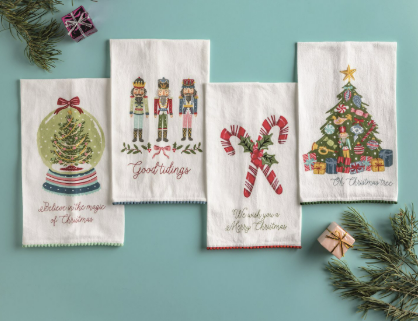 Christmas Pom Trim Towels