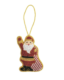 Santa Beaded Christmas Ornament