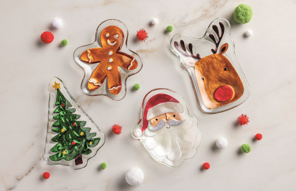 Christmas Glass Tidbit Plates
