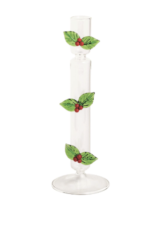 Holly Glass Icon Candlestick