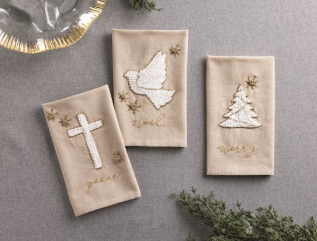 Embroidered Holiday Towels by MudPie