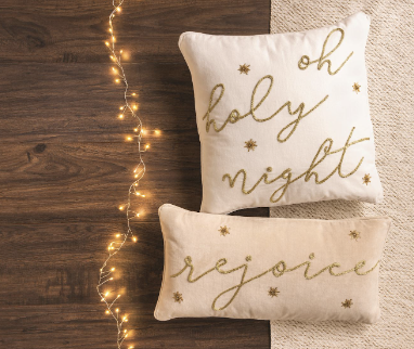 Oh Holy Night Gold Pillow