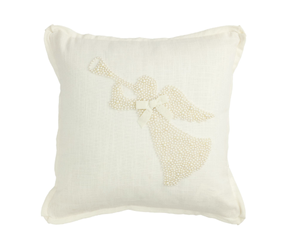 Angel White Christmas Pearl Pillow