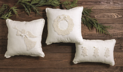 Angel White Christmas Pearl Pillow