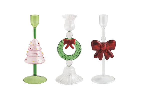 Christmas Glass Taper Holders